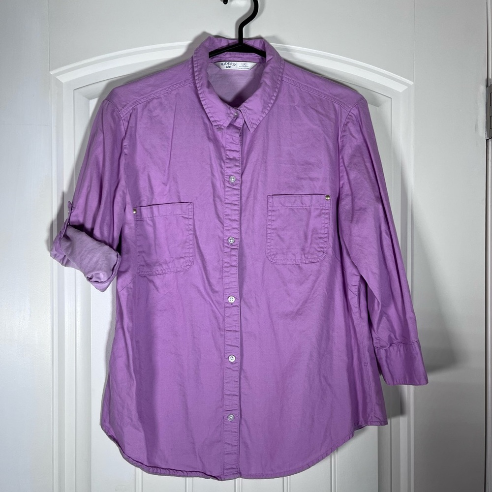 Lee Lavender Casual Button Down Shirt